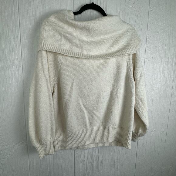 Anthropologie Turtleneck Sweater Ivory Long Sleeve Size Medium Relaxed Offwhite - Picture 8 of 8